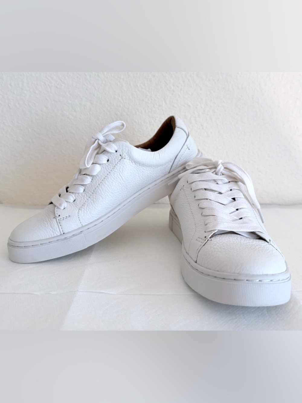 Frye White Leather Low-Top Sneakers